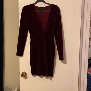 **worn once** gorgeous deep v neck velvet aqua dress